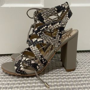Sam Edelman Yardley Snakeskin lace up sandal heels size 6